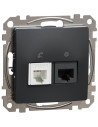 SE Розетка RJ11+RJ45 UTP cat.6 цвят Антрацит Sedna - SDD114468 - Цена | LEDs4economy