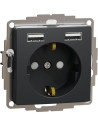 SE Контакт шуко с детска защита авт. и USB тип A+A 2.4A 12W цвят Антрацит Sedna - SDD114052 - Цена | LEDs4economy