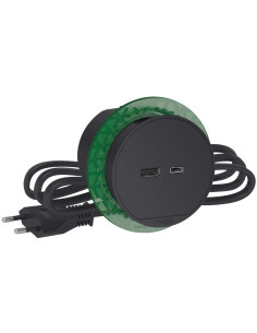 SE Модул за вграждане в бюро 2xUSB тип A+C, кабел 2м, цвят Антрацит Unica System+ - INS44009 - Цена | LEDs4economy