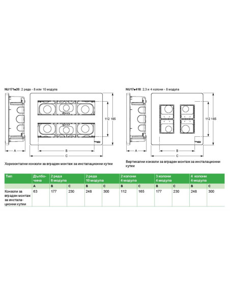 SE Моноблок за скрит монтаж 3x4 мод. цвят Антрацит Unica System+