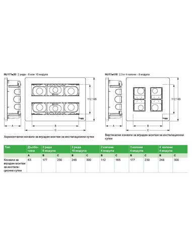 SE Моноблок за скрит монтаж 2x10 мод. цвят Антрацит Unica System+