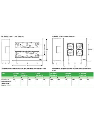 SE Моноблок за открит монтаж 2x4 мод. цвят Алуминий Unica System+