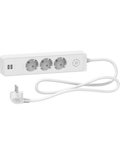 SE Разклонител бял 3 гнезда, 2xUSB 1.5 метра /1.5mm2 и ключ серия UNICA - ST943U1W - Цена | LEDs4economy
