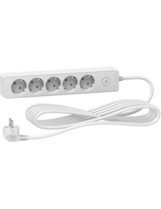 SE Разклонител бял 5 гнезда 5 метра /1.5mm2 и ключ серия UNICA - ST9455W - Цена | LEDs4economy