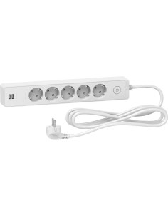 SE Разклонител бял 5 гнезда, 2xUSB 3 метра /1.5mm2 и ключ серия UNICA - ST945U3W - Цена | LEDs4economy