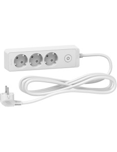 SE Разклонител бял 3 гнезда 3 метра /1.5mm2 и ключ серия UNICA - ST9433W - Цена | LEDs4economy