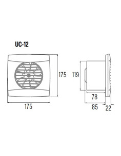 CATA Вентилатор UC-12 TIMER ф120мм, цвят Черен, 205м3/ч, 14W, 45dB комплект с клапа - C01302000 - Цена | LEDs4economy 2