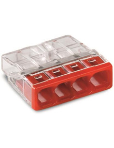 Wago Бърза връзка 4х0,5-2,5 mm2 (100бр.) червена за твърд проводник - 2273-204 - Цена | LEDs4economy
