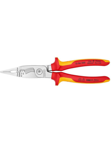 Knipex Клещи инсталаторски, хромирани, VDE 1000V жълто-червена 