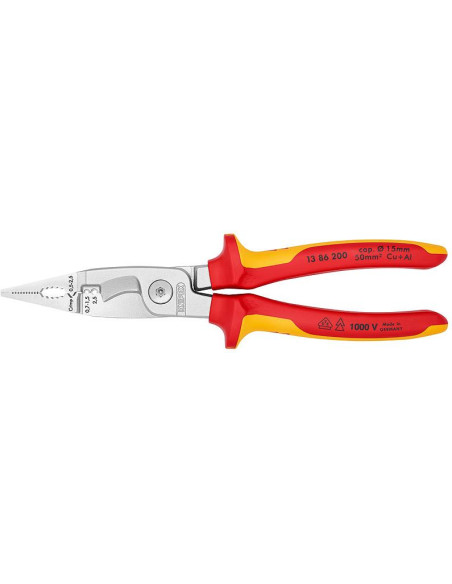 Knipex Клещи инсталаторски, хромирани, VDE 1000V жълто-червена 