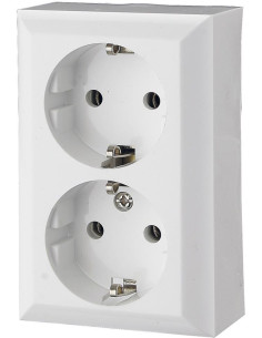 GAO Контакт шуко ДВОЕН 16A бял открит монтаж IP20 - 0311H - Цена | LEDs4economy