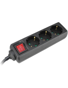 COMMEL Разклонител с копче ЧЕРЕН 3x2P+E с кабел 1.4 метра / 1.0mm2 - C232-324 - Цена | LEDs4economy
