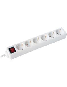 COMMEL Разклонител с копче БЯЛ 6x2P+E с кабел 3 метра / 1.5mm2 - C0837 - Цена | LEDs4economy