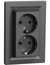 SE Контакт ШУКО ДВОЕН 16A моноблок цвят Антрацит Asfora - EPH9900171 - Цена | LEDs4economy
