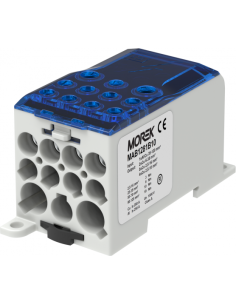 MOREK Разпределителен клемен блок СИН 1P 280A OJL280A вх. Al/Cu 1x120 изх. 2x35/5x16/4x10mm² - MAB1281B10 - Цена | LEDs4economy