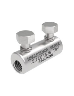 MOREK Кабелен съединител алуминиев покалаен Al/Cu 1,5-16mm² 12kV MSCL16 2x късащ се болт M6 - MSCL0162A00 - Цена | LEDs4economy