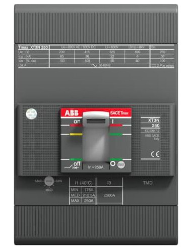 ABB Автомат T Max XT3N 250А TM 3P 36kA регулируем (In x 0.7...