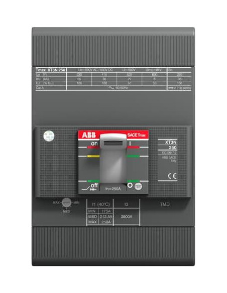 ABB Автомат T Max XT3N 250А TM 3P 36kA регулируем (In x 0.7...