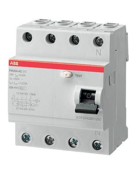 ABB ДТЗ 4P 25А 30mА серия FH204 тип AC  - 2CSF204002R1250 | 