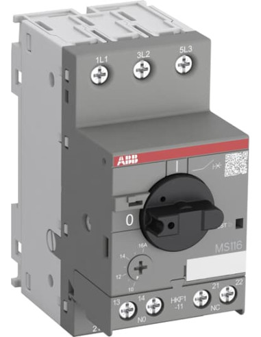 ABB Моторна защита MS116 2.2kW TM 4-6.3A 50kA 1NO+1NC  - 