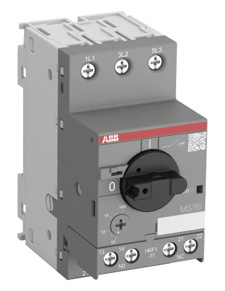 ABB Моторна защита MS116 2.2kW TM 4-6.3A 50kA 1NO+1NC  - 