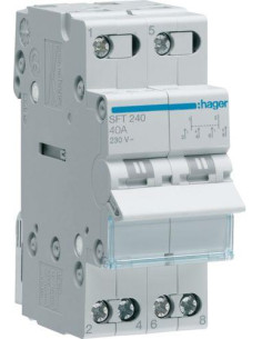 HAGER Ум шалтер I-0-II DIN монтаж SFT240 40A 2P 230V 2 мод. - Цена | LEDs4economy 2