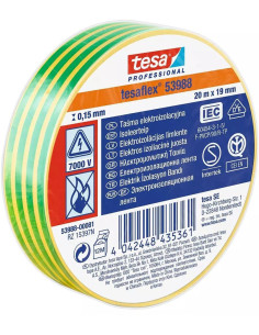 Tesa Professional Изолационна лента цвят ЖЪЛТО/ЗЕЛЕНА tesaflex 53988 0.15мм х 19мм, дължина 20м - Цена | LEDs4economy