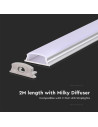 V-TAC Монтажен Кит С Дифузер За ЛЕД Лента Вграждане 2000x18x6mm Гъвкав Бял - 2909 - 2