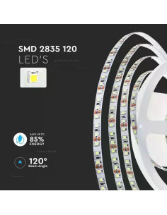V-TAC LED Лента SMD2835 120/1 24V IP20 6500K Двойно PCB 10М Ролка - 212624 - Цена | LEDs4economy 2