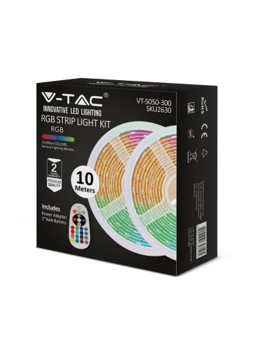 V-TAC LED Лента RGB Сет SMD5050 300LED 2 x 5м. Дистанционно + 