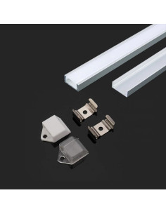 V-TAC Монтажен Kит С Дифузер За LED Лента Алуминиев Мат 2000 x 16 x 7mm - 3370 - Цена | LEDs4economy