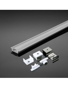 V-TAC Монтажен Kит С Дифузер За LED Лента Алуминиев Бял 2000 x 24.7 x 7mm - 3368 - Цена | LEDs4economy