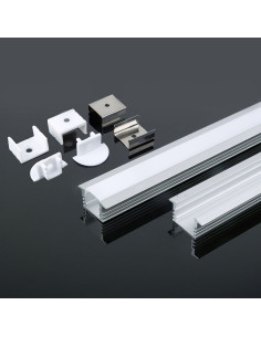 V-TAC Монтажен Kит С Дифузер За LED Лента Алуминиев Мат 2000 x 24.5 x 12.2mm - 3357 - Цена | LEDs4economy