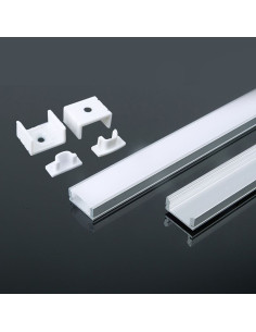 V-TAC Монтажен Kит С Дифузер За LED Лента Алуминиев Мат 2000 x 17.4 x 7mm - 3355 - Цена | LEDs4economy