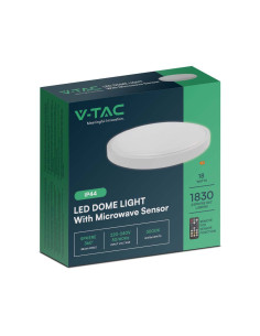 V-TAC 18W LED Плафон Кръг Микровълнов Сензор Бяла Рамка 4000К IP44 - 76601 - Цена | LEDs4economy 2