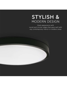V-TAC 18W LED Плафон Кръг Черна Рамка 3000К IP44 - Цена | LEDs4economy 2