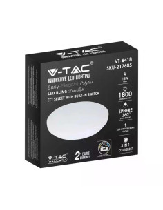 V-TAC 18W LED Плафон Мат Ф300 3000-6500 Сменяем Спектър - 217605 2