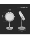 V-TAC 3 LED Огледало Настолно 4 x AA Батерии Тяло Никел - 6629 - 3