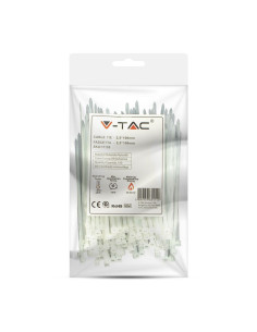 V-TAC Кабелна Превръзка - 2.5 x 100мм Бяла 100бр. Опаковка - 11159 - Цена | LEDs4economy 2