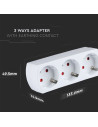 V-TAC 3 Щепсел Разклонител 10/16А 250V Бял - 8789 - 2