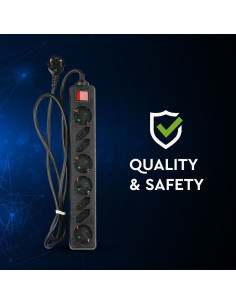 V-TAC 8 Гнезда Комбиниран Разклонител с Ключ Кабел 1.5м Черен - 8773 - Цена | LEDs4economy 2
