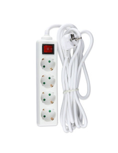 V-TAC 4 Гнезда Разклонител с Ключ Кабел 5м Бял - 8765 - Цена | LEDs4economy 2