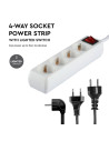 V-TAC 4 Гнезда Разклонител с Ключ Кабел 5м Бял - 8765 - 7