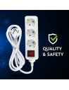 V-TAC 3 Гнезда Разклонител с Ключ Кабел 1.5м Бял - 8762 - 4