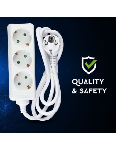 V-TAC 3 Гнезда Разклонител Кабел 1.5м Бял - 8754 - Цена | LEDs4economy 2