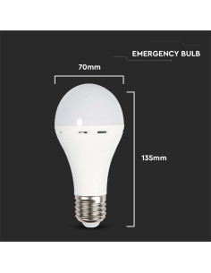 V-tac LED Крушка - 9W E27 A60 Пластик Аварийна 4000К 7010 - Цена | LEDs4economy 2