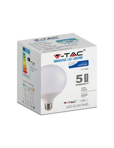 V-TAC LED Крушка SAMSUNG Чип 18W E27 G120 6400K - 125 | 