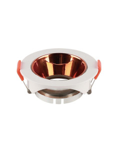 V-TAC GU10 Корпус Кръг Бяла Рамка с Розово Злато Рефлектор - 6649 - Цена | LEDs4economy