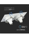 V-TAC 2*GU10 Корпус Луна Квадрат Бяла - 3607 - 11