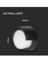 V-TAC 12W LED Стенна Лампа 4000К Черна Кръгла Полу Периферия - 218538 - 2